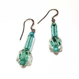 VTG Glass & Turquoise bead dangle earrings